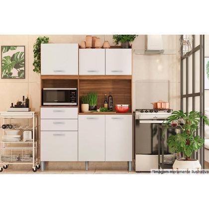 Imagem de Cozinha Modulada Completa Harmonia c/ 6 Portas e 2 Gavetas 132x183 Avena/Grafito - Demóbile