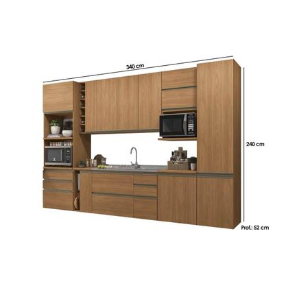 Imagem de Cozinha Modulada Completa Maxxi 15 Peças (4Aéreos+4Balcões+4Complementos+2Paneleiros+1Nicho) C15P46 Canela - Kappesberg