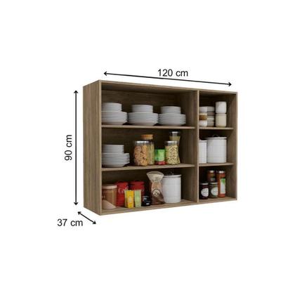 Imagem de Cozinha Modulada Completa Maxxi 6 Peças (2 Armários + 1 Balcão + 2 Paneleiros + 1 Complemento) CPT49 Nogal - Kappesberg