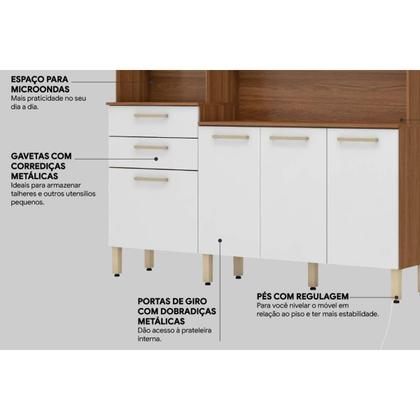 Imagem de Cozinha Modulada Completa Select c/ 6 Portas e 2 Gavetas 178x194 Amendola/Branco - Demóbile