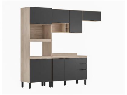 Imagem de Cozinha Modulada Composição 3 Firenze 4 Peças Avena/Grafito - Demóbile