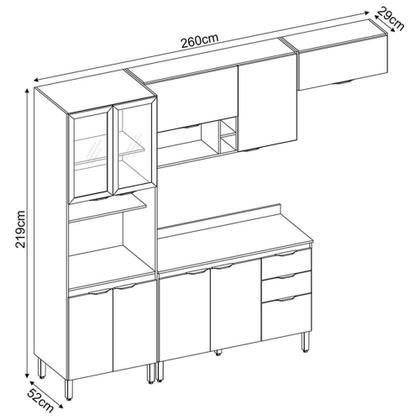 Imagem de Cozinha Modulada Composição 6 Firenze 4 Peças - Demóbile