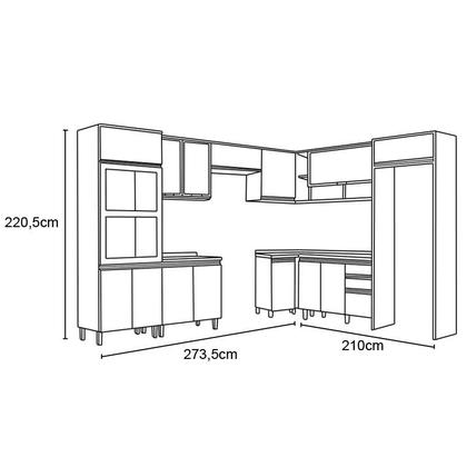 Imagem de Cozinha Modulada Connect 17 Duna/Cristal - Henn