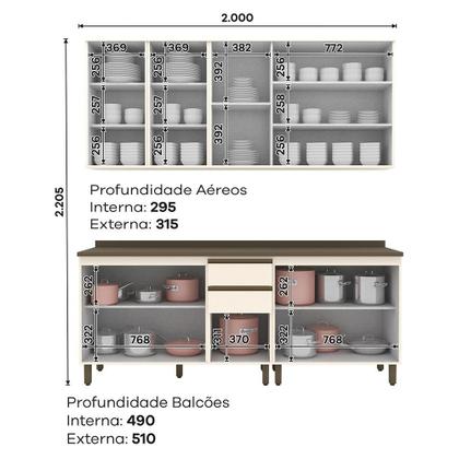 Imagem de Cozinha Modulada Connect 5 Peças Aéreo 3 Portas com Vidro - Móveis Henn