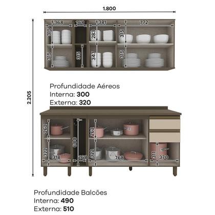 Imagem de Cozinha Modulada Connect 6 Peças com Porta Toalha - Móveis Henn