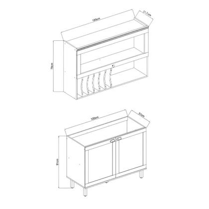Imagem de Cozinha Modulada Cristal 120 cm Provençal 2 Módulos Clássico