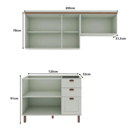 Imagem de Cozinha Modulada Cristal 200 cm Conjunto Completo Provençal