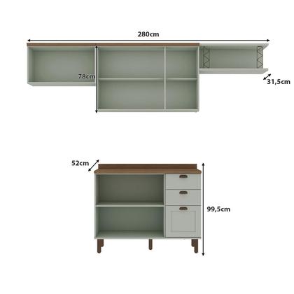 Imagem de Cozinha Modulada Cristal 280cm Provençal Conjunto c/ Nicho
