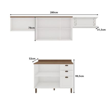 Imagem de Cozinha Modulada Cristal 280cm Provençal Conjunto c/ Nicho