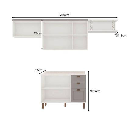 Imagem de Cozinha Modulada Cristal 280cm Provençal Conjunto c/ Nicho