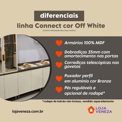 Imagem de Cozinha Modulada de Canto 10 Peças Completa com Torre Quente e Cristaleira 17 Portas Connect Henn - Off White