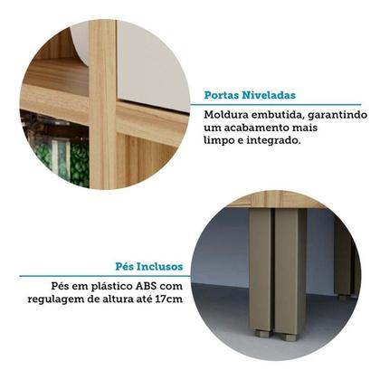 Imagem de Cozinha Modulada de Canto 8 Peças 14 Portas e Vidro Reflecta 321cm 100% Mdf Vicenza Espresso Móveis
