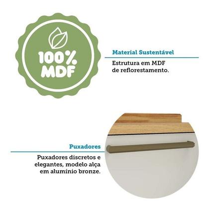 Imagem de Cozinha Modulada de Canto 8 Peças 14 Portas e Vidro Reflecta 321cm 100% Mdf Vicenza Espresso Móveis