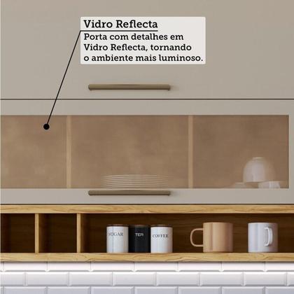 Imagem de Cozinha Modulada de Canto 8 Peças 14 Portas e Vidro Reflecta 321cm 100% Mdf Vicenza Espresso Móveis