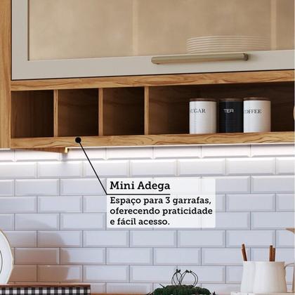 Imagem de Cozinha Modulada de Canto 8 Peças 14 Portas e Vidro Reflecta 321cm 100% Mdf Vicenza Espresso Móveis