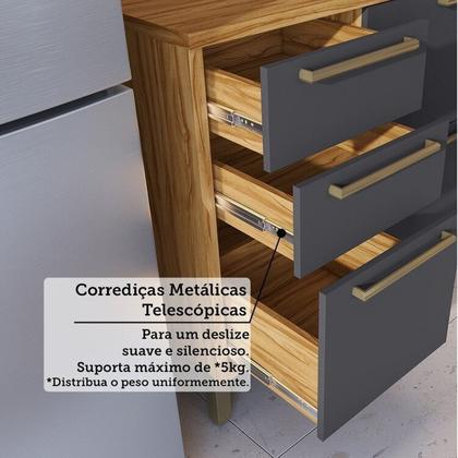 Imagem de Cozinha Modulada de Canto 8 Peças 14 Portas e Vidro Reflecta 321cm 100% Mdf Vicenza Espresso Móveis