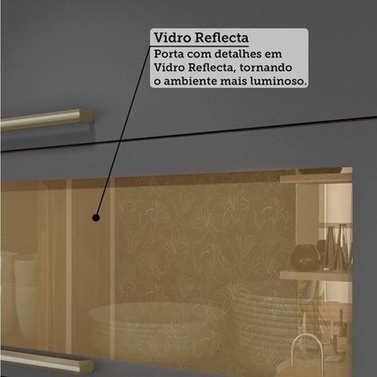 Imagem de Cozinha Modulada de Canto 8 Peças 14 Portas e Vidro Reflecta 321cm 100% Mdf Vicenza Espresso Móveis