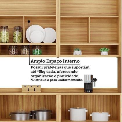 Imagem de Cozinha Modulada de Canto 8 Peças 14 Portas e Vidro Reflecta 321cm 100% Mdf Vicenza Espresso Móveis