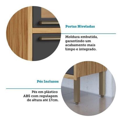 Imagem de Cozinha Modulada de Canto 8 Peças 14 Portas e Vidro Reflecta 321cm 100% Mdf Vicenza Espresso Móveis