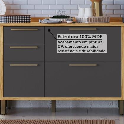 Imagem de Cozinha Modulada de Canto 8 Peças 14 Portas e Vidro Reflecta 321cm 100% Mdf Vicenza Espresso Móveis