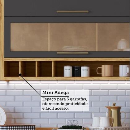 Imagem de Cozinha Modulada de Canto 8 Peças 14 Portas e Vidro Reflecta 321cm 100% Mdf Vicenza Espresso Móveis