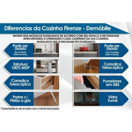 Imagem de Cozinha Modulada Demóbile 5 Peças Firenze C5P155 Amendola/Nude Prime TX