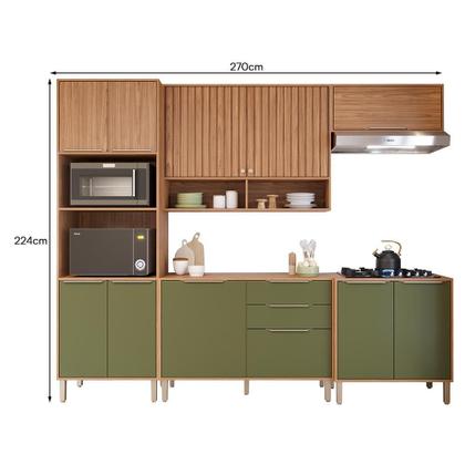 Imagem de Cozinha Modulada Divina 5 Peças com Torre Quente 2 Fornos e Balcão Cooktop 80cm - MGM