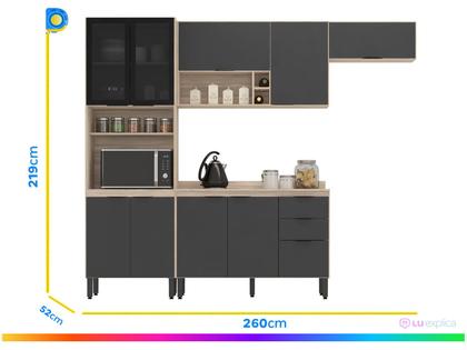 Imagem de Cozinha Modulada Firenze Fi0006 Avena Grafito - Demóbile