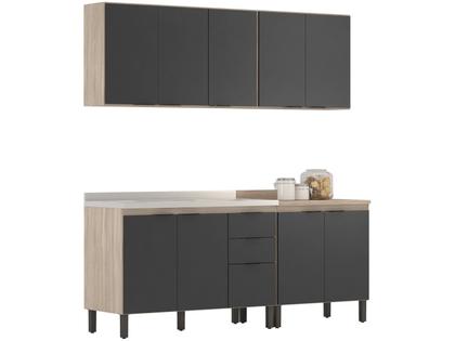 Imagem de Cozinha Modulada Firenze FI0008 Avena Grafito - Demóbile