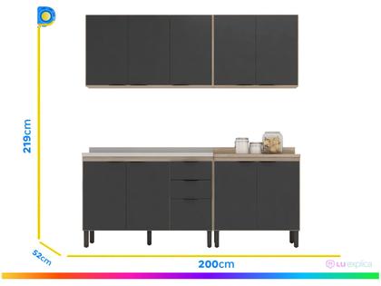 Imagem de Cozinha Modulada Firenze FI0008 Avena Grafito - Demóbile
