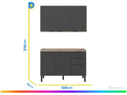 Imagem de Cozinha Modulada Firenze FI0009 Avena Grafito - Demóbile