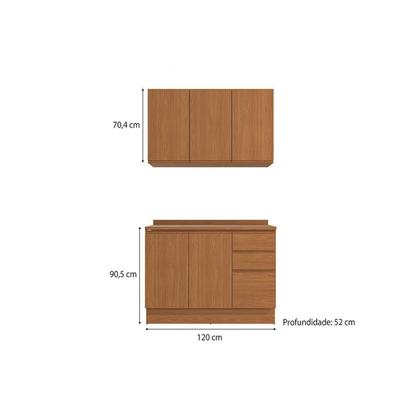 Imagem de Cozinha Modulada Kappesberg Ciela Ciela 3 Peças (1Aéreo+1Balcão+1Complemento) C3P21 Canela - Kappesberg