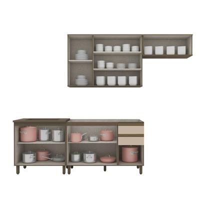Imagem de Cozinha Modulada para Apê 280cm 08 Portas 3 Gavetas Connect Henn