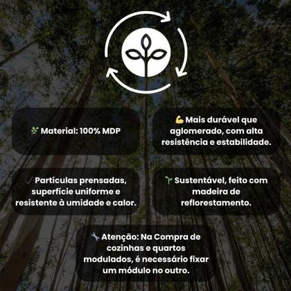 Imagem de Cozinha Modulada Para Kitnet 200x202cm 3 Pçs Mdp Menu Móveis Branco