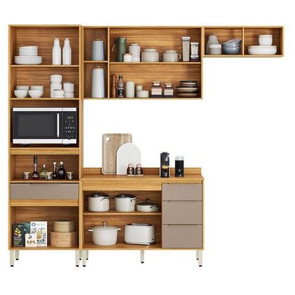 Imagem de Cozinha Modulada Plena 4 Peças Cinamon Nude Prime TX - Demóbile
