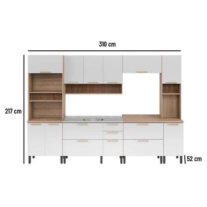 Imagem de Cozinha Modulada Telasul Thela Avelã Thela Avelã 6 Peças (2Aéreos+2Balcões+2Paneleiros) CZC13 Mel/Branco-Telasul