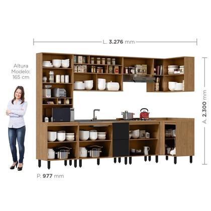 Imagem de Cozinha Modulada Toscana 7 Peças Mdf com Paneleiro 1 Forno e Armários Canto