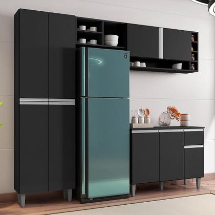 Imagem de Cozinha Modulada Vanessa 230cm Paneleiro, Balcão com Tampo MDP e Aéreo - AJL Móveis