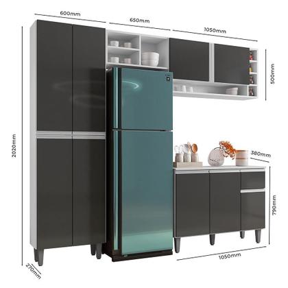 Imagem de Cozinha Modulada Vanessa 230cm Paneleiro, Balcão com Tampo MDP e Aéreo - AJL Móveis