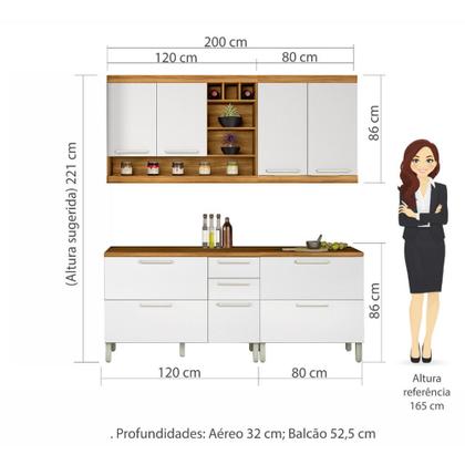 Imagem de Cozinha Modular com 4 Peças Burguesa Premium MDF Nesher