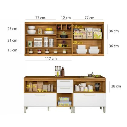 Imagem de Cozinha Modular com 4 Peças Burguesa Premium MDF Nesher