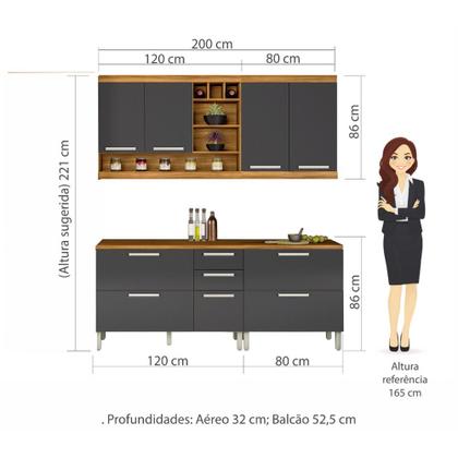 Imagem de Cozinha Modular com 4 Peças Burguesa Premium MDF Nesher
