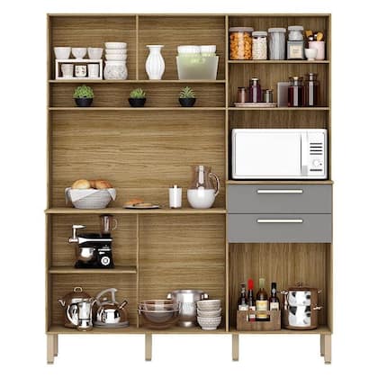 Imagem de Cozinha Montesa 6 Portas e 2 Gavetas Freijó Gris - Kits Paraná
