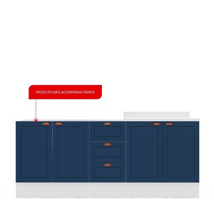 Imagem de Cozinha Pérola com Rodapé 2 Peças Balcão 2 Gavetas 3 Portas e Balcão 2 Portas Yescasa