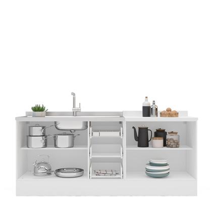 Imagem de Cozinha Pérola com Rodapé 2 Peças Balcão 2 Gavetas 3 Portas e Balcão 2 Portas Yescasa