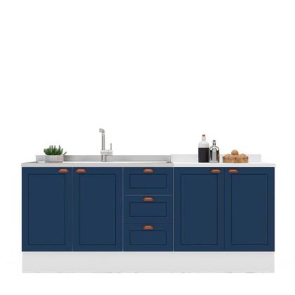 Imagem de Cozinha Pérola com Rodapé 2 Peças Balcão 2 Gavetas 3 Portas e Balcão 2 Portas Yescasa