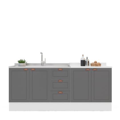 Imagem de Cozinha Pérola com Rodapé 2 Peças Balcão 2 Gavetas 3 Portas e Balcão 2 Portas Yescasa