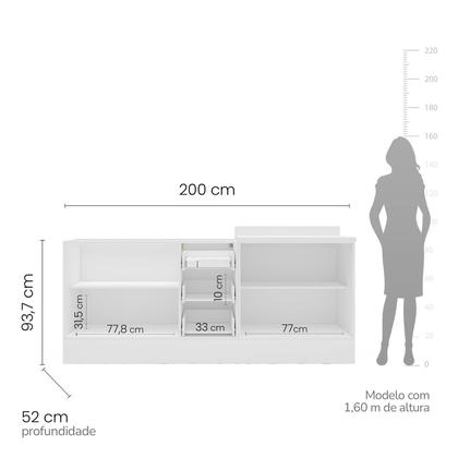 Imagem de Cozinha Pérola com Rodapé 2 Peças Balcão 2 Gavetas 3 Portas e Balcão 2 Portas Yescasa