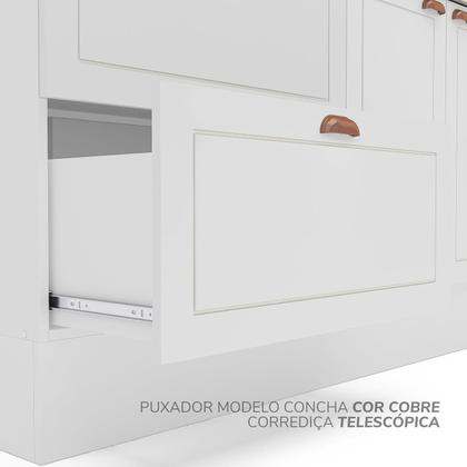 Imagem de Cozinha Pérola com Rodapé Completa 3 Peças Aéreo 3 Portas e Balcão 2 Gavetas 3 Portas e Torre Quente