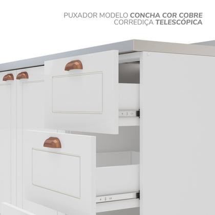 Imagem de Cozinha Pérola com Rodapé Completa 3 Peças Aéreo 3 Portas e Balcão 2 Gavetas 3 Portas e Torre Quente